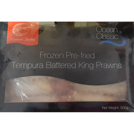 Frozen Pre-Fried Tempura Battered King Prawns 500g