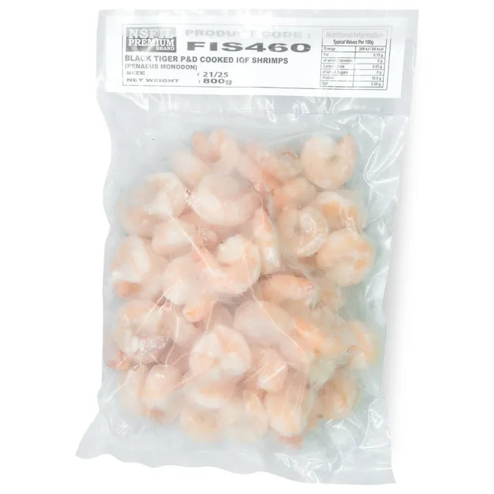 NSFIL Premium IQF Cooked P&D King Prawns (21/25, 800g net) 1kg