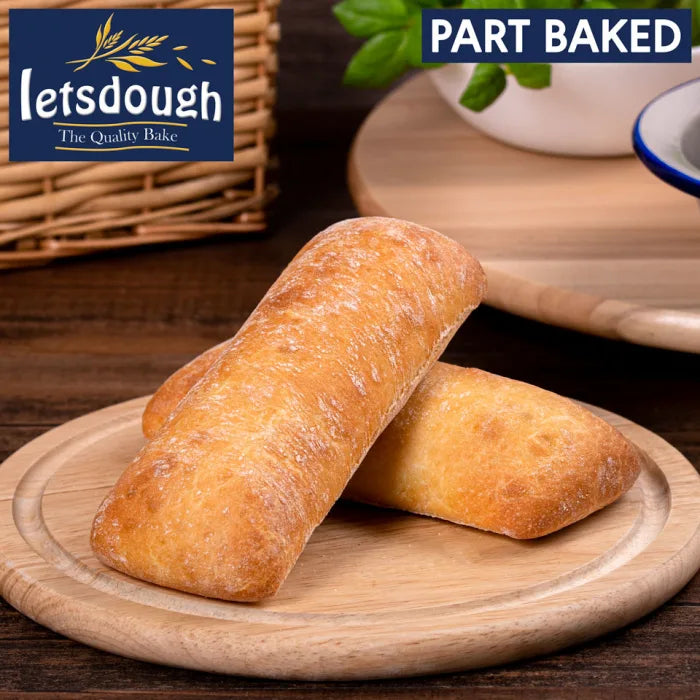 Letsdough Part Baked Ciabatta (17.5 cm)- 30 x 125g