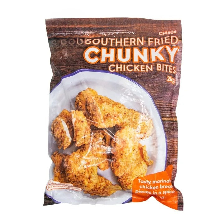 Halal Whole Muscle Southern Fried Chunky Chicken Bites-1x2kg