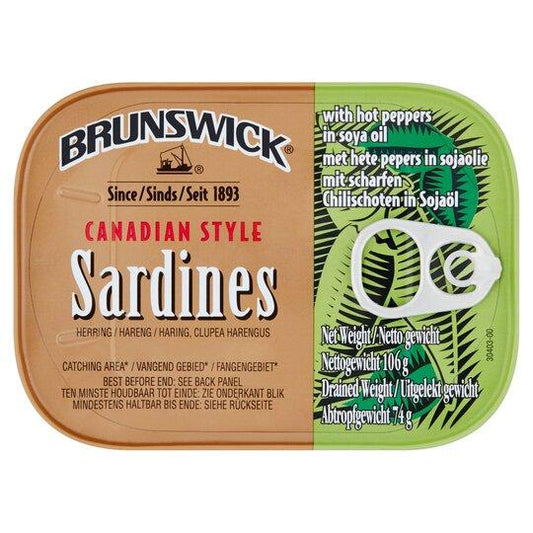 Brunswick Sardines With Hot Peppers 106g Box of 12