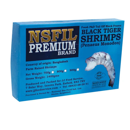 NSFIL Premium Frozen Raw P&D Black Tiger Prawns 6 x 1.4kg