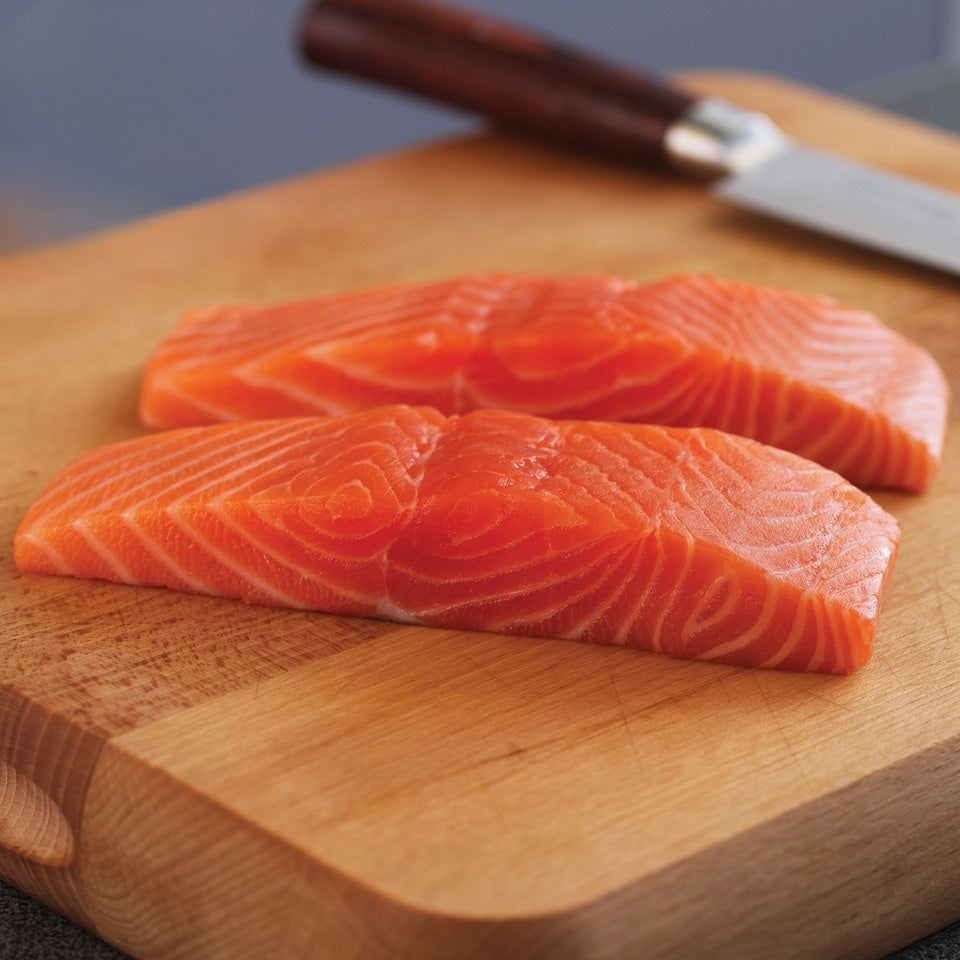 Frozen Norwegian Skinless & Boneless IQF Salmon Portions (4-5oz)-1x10