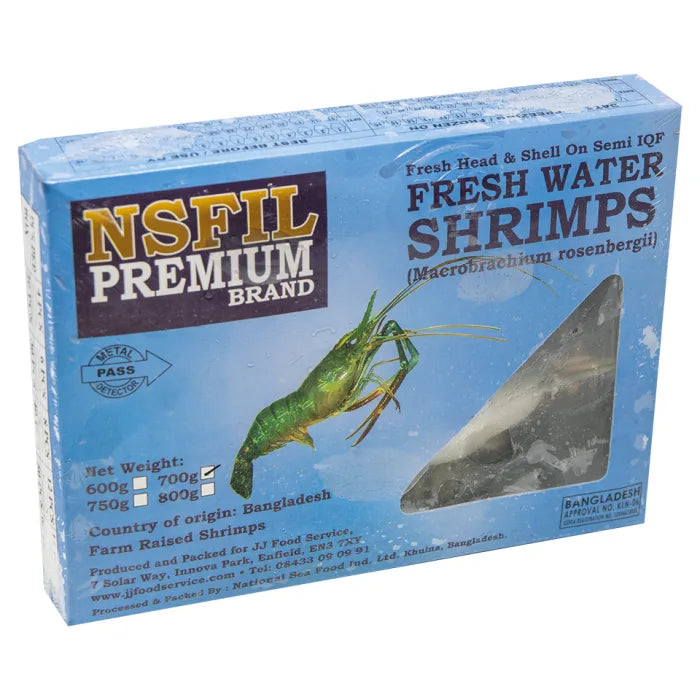 NSFIL Premium Semi IQF Raw HOSO Fresh Water King Prawns ( 2/4) (700g net)- 1Kg