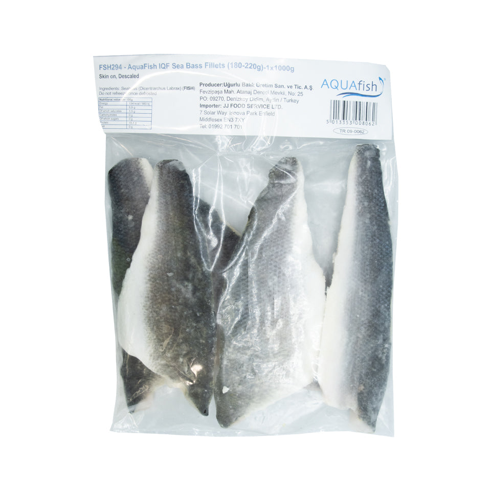 Aquafish IQF Sea Bass Fillets (180-220g)-1x1kg