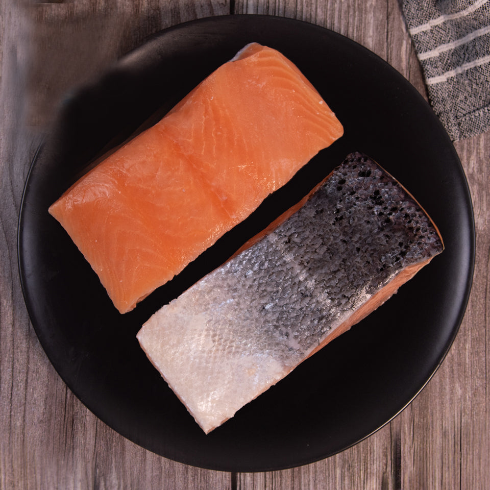 Frozen Norwegian Skin-on & Boneless IQF Salmon Portions (5-6oz)-1x10