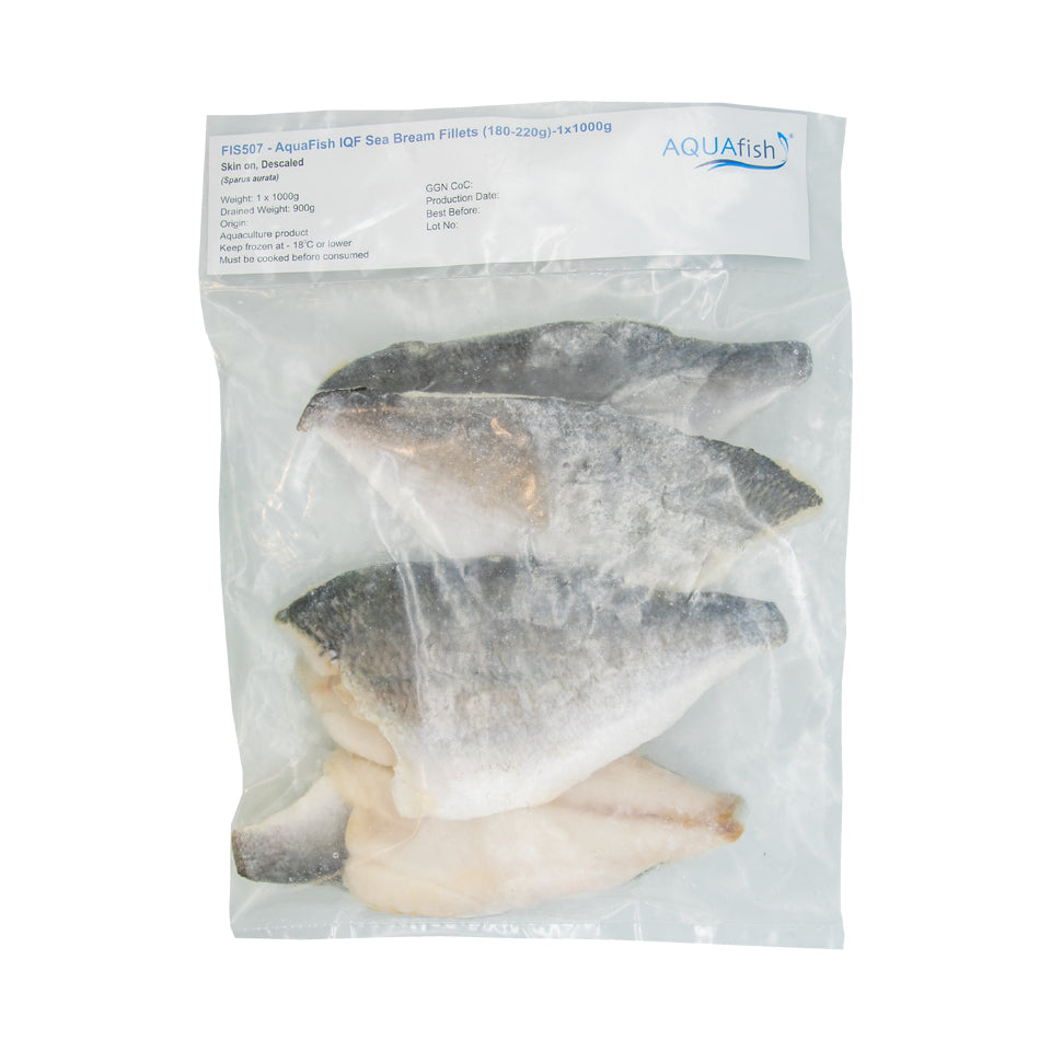 Aquafish IQF Sea Bream Fillets (180-220g)-1x1kg